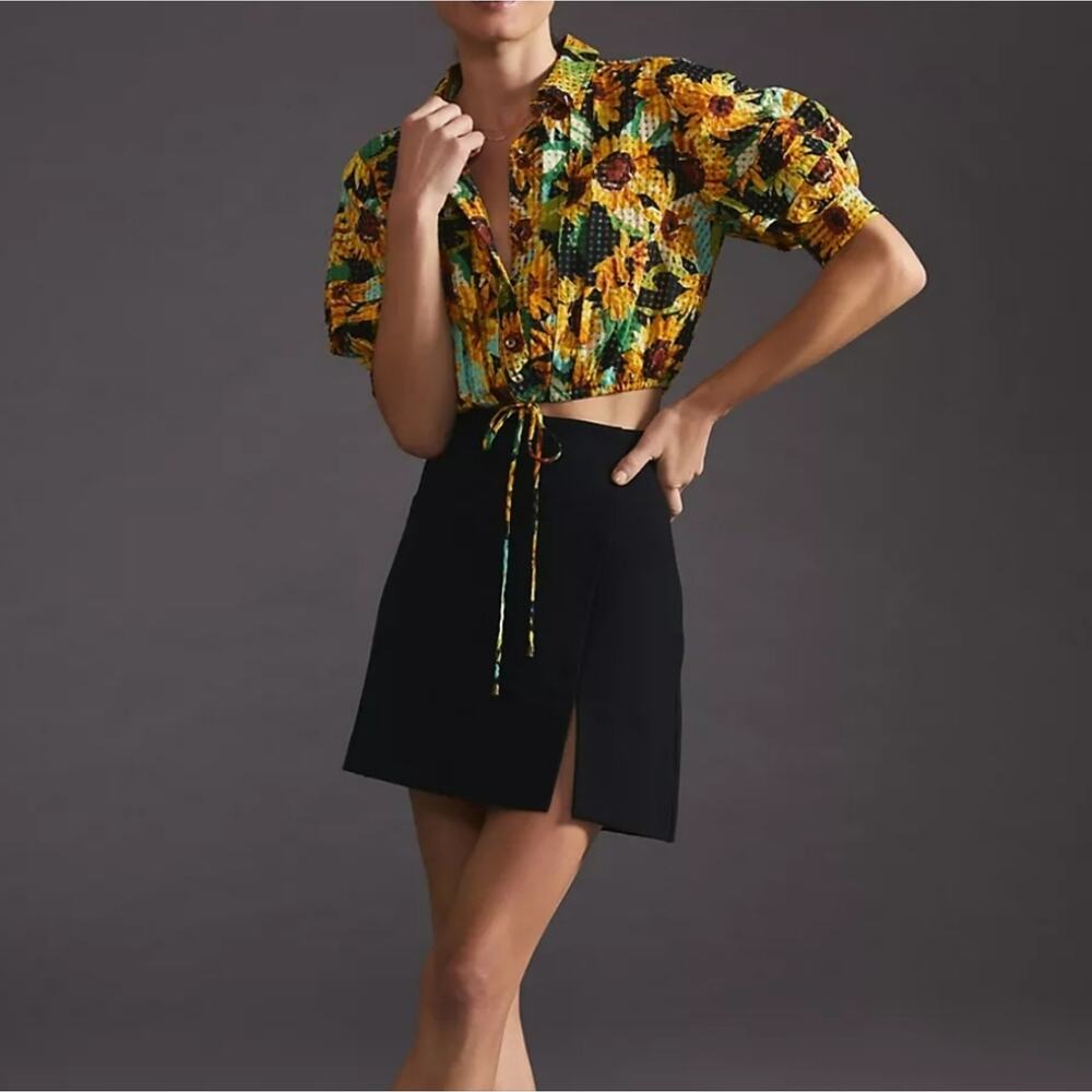 Maeve Sunflower Cropped Shirt